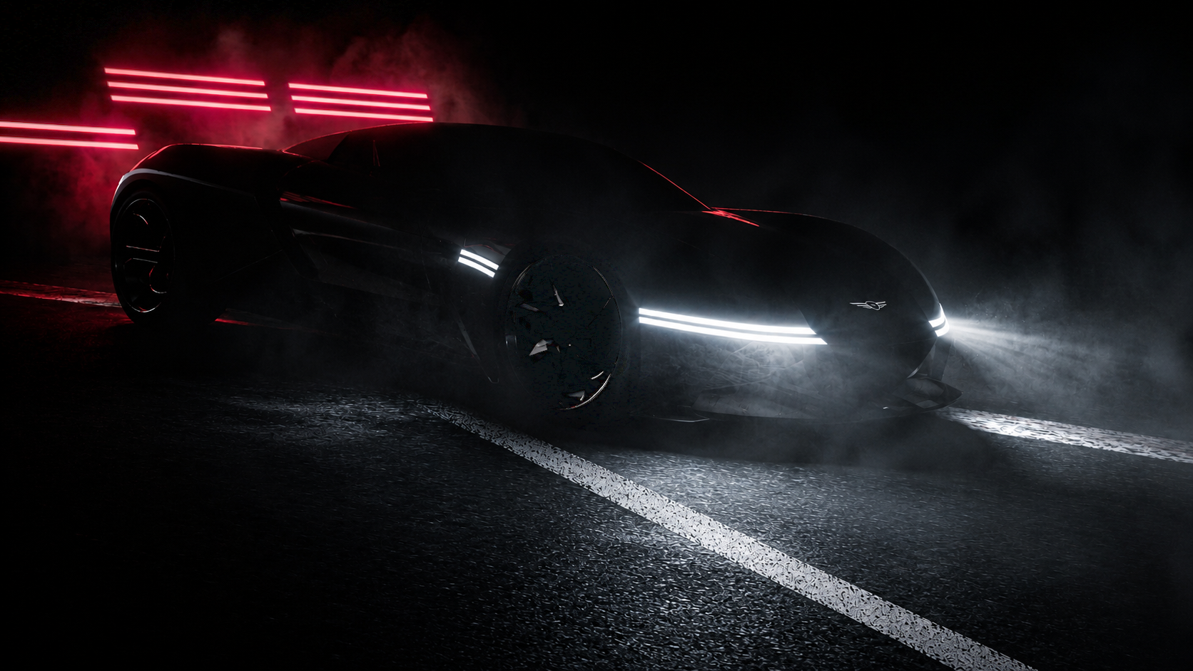 Lumen GT concept — matte black grand tourer with copper accents